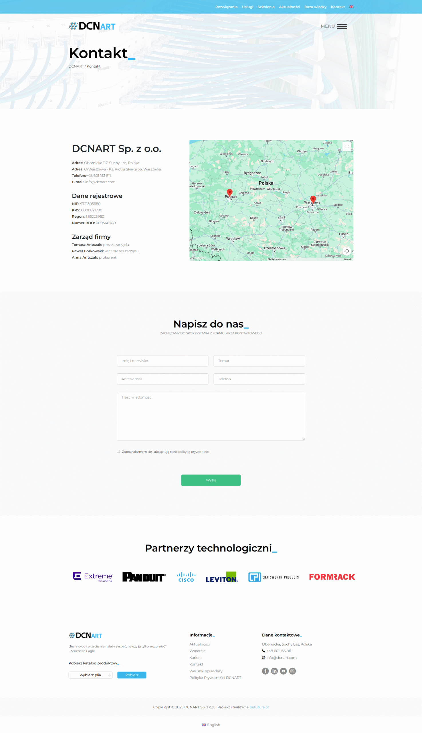 Widok projektu strony internetowej (kontakt) - dcnart.com