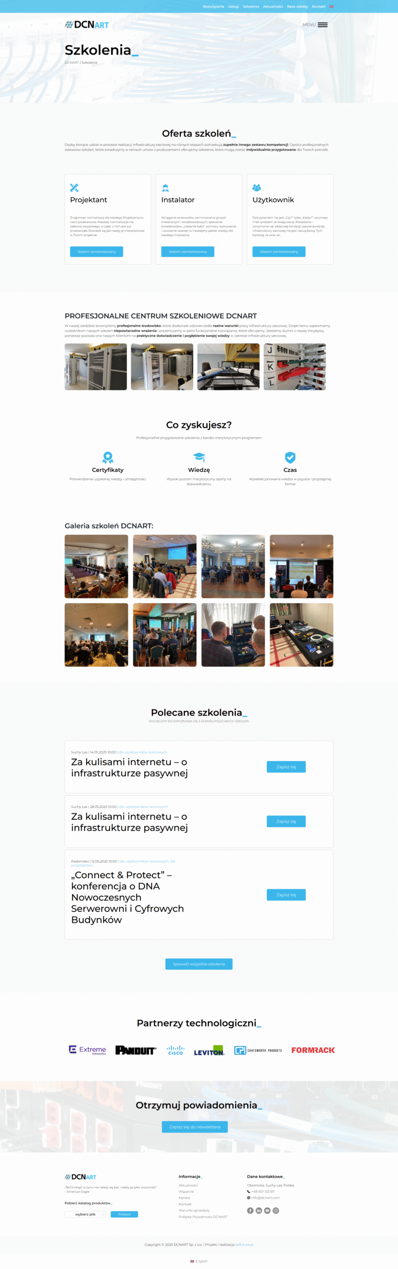 Widok projektu strony internetowej (szkolenia) - dcnart.com