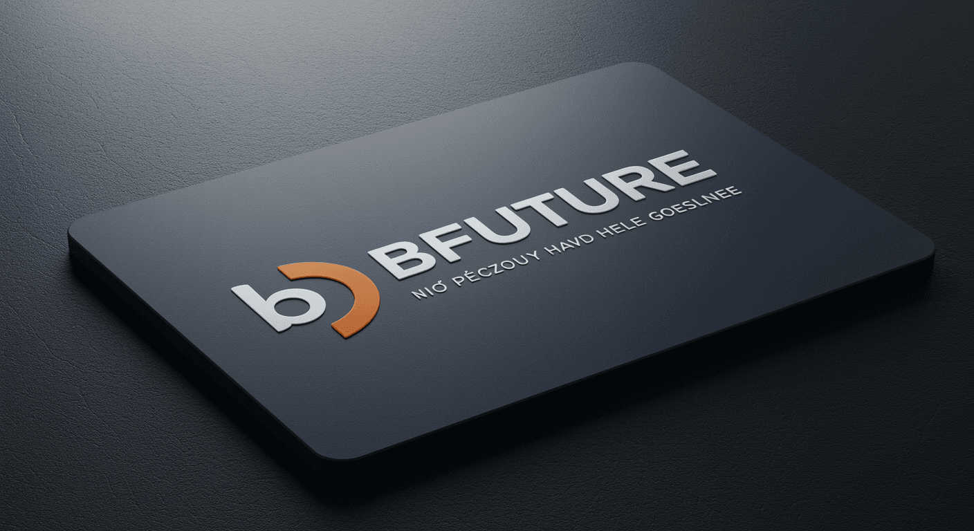 Czarna wizytówka z logo i tekstem w języku węgierskim - wygenerowane przez AI