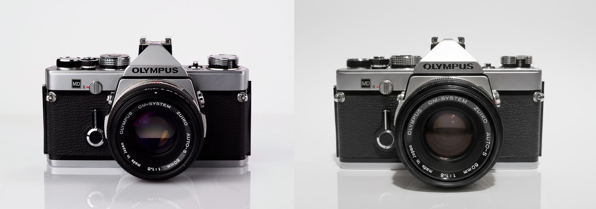 Dwa aparaty Olympus - zdjęcie produktowe vs zdjęcie AI