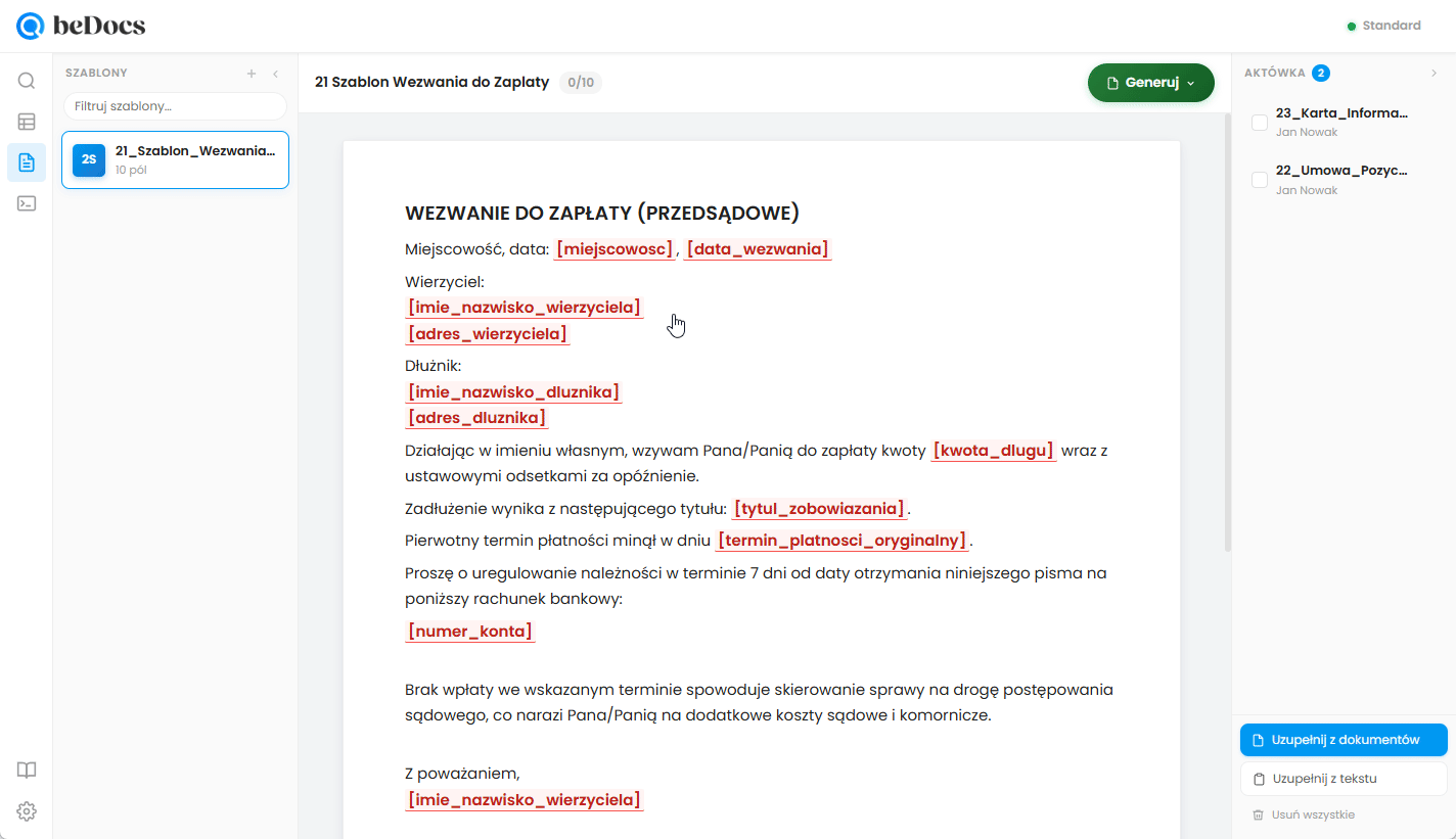 beDocs - generator dokumentów prawnych